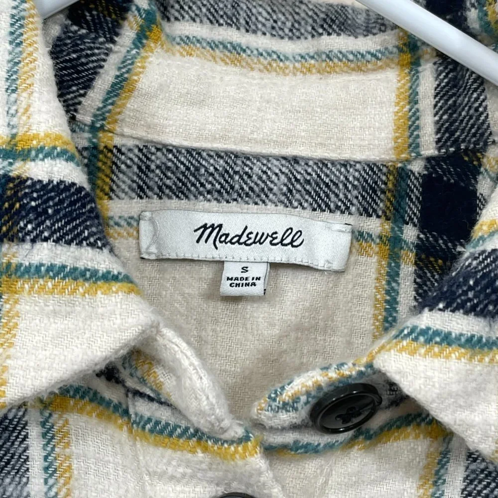 Madewell‎ Size S Oversized Ex-Boyfriend Flannel Shirt Caney Plaid Pockets MA866